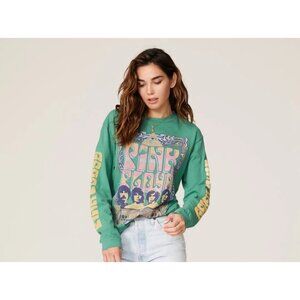 DAYDREAMER PINK FLOYD Eye Poster Graphic Band Tee Sz XS Green Multicolor Cotton